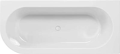 Saqu Line half vrijstaand hoekbad 2-persoons met hoek rechts 180x80cm glans wit acryl incl. afvoerplug wit