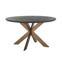 Richmond Ronde Eettafel 'Blackbone' Brass, Eikenhout en Staal, Ø140cm - thumbnail