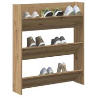 VidaXL Wandschoenenkast 80x18x90 cm bewerkt hout artisanaal eikenkleur - thumbnail
