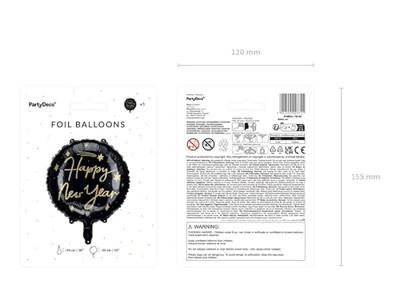 Folieballon Happy New Year Zwart/Goud (45cm)