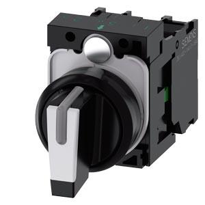 Siemens 3SU11002BM601NA0 3SU1100-2BM60-1NA0 Knevelschakelaar Kunststof frontring Zwart, Wit 2 x 45 ° 1 stuk(s)