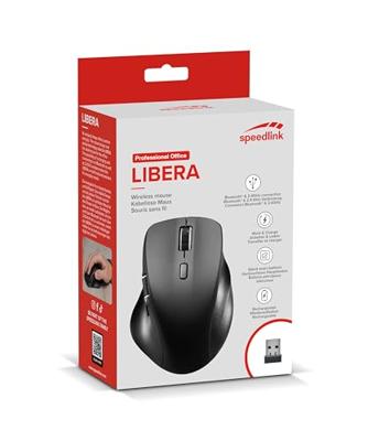SpeedLink LIBERA Muis Bluetooth, Radiografisch Optisch Zwart 5 Toetsen 1000 dpi, 1600 dpi, 2400 dpi, 3200 dpi Geluidsarme toetsen, Geïntegreerd scrollwiel, SpeedLink LIBERA Muis Bluetooth, Radiografisch Optisch Zwart 5 Toetsen 1000 dpi, 1600 dpi, 2400 dpi, 3200 dpi Geluidsarme toetsen, Geïntegreerd scrollwiel,