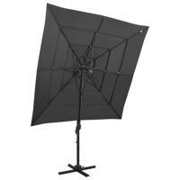 VidaXL Parasol 4-laags met aluminium paal 250x250 cm antracietkleurig - thumbnail