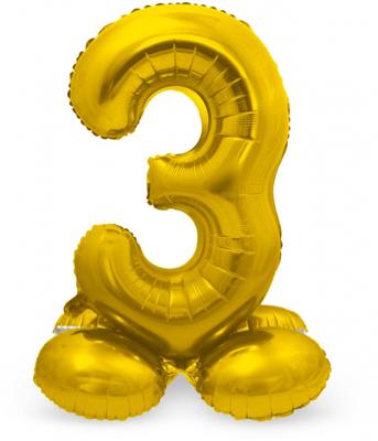 Goudkleurig Folieballon Cijfer 2 op Standaard (72 cm)