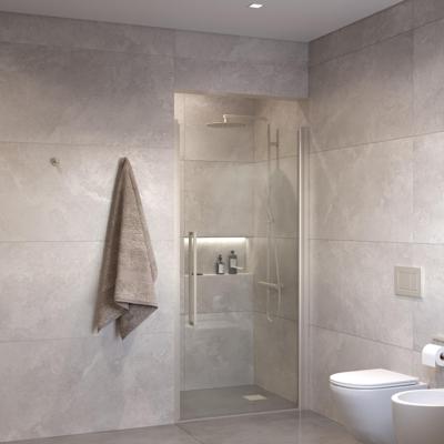 Sanivo Suno Nisdeur draaideur 80 cm RVS Look Helder Glas 8 mm Nano