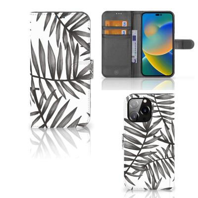iPhone 14 Pro Max Hoesje Leaves Grey iPhone 14 Pro Max Hoesje Leaves Grey