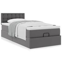 Ottoman bed met matras 180x200cm kunstleer grijs - thumbnail
