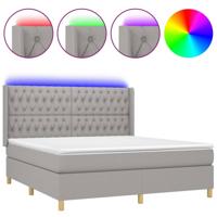 Boxspring met matras en LED stof lichtgrijs 160x200 cm - thumbnail