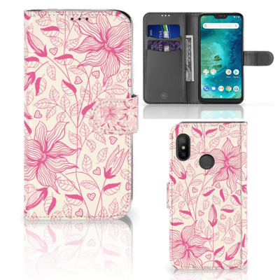 Xiaomi Mi A2 Lite Hoesje Pink Flowers Xiaomi Mi A2 Lite Hoesje Pink Flowers