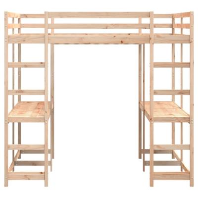 Hoogslaper met bureau en ladder massief grenenhout 140x200 cm - thumbnail