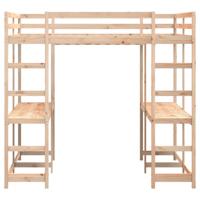 Hoogslaper met bureau en ladder massief grenenhout 140x200 cm - thumbnail