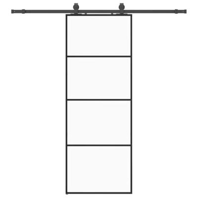 Schuifdeur met beslagset 76x205 cm ESG glas zwart