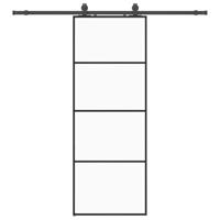 Schuifdeur met beslagset 76x205 cm ESG glas zwart - thumbnail