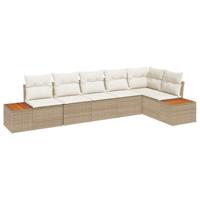6-delige tuinset met kussens - Beige Poly Rattan en Acacia - thumbnail