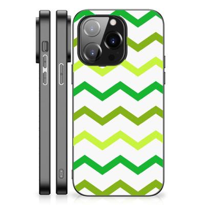 iPhone 14 Pro Back Case Zigzag Groen