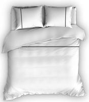 Flanellen Romanette Dekbedovertrek Duchesse Wit/Zwart-200 x 200/220 cm - thumbnail