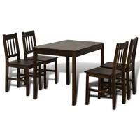 VidaXL Eettafel met 4 stoelen hout bruin - thumbnail