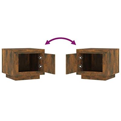 Salontafel 51x50x45 cm bewerkt hout gerookt eikenkleurig Salontafel 51x50x45 cm bewerkt hout gerookt eikenkleurig