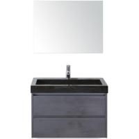 Dante Badmeubelset 80 cm - Beton Antraciet - Wastafel Hardsteen Wit Lucca met Spiegel - thumbnail