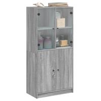 Hoge kast met deuren 68x37x142 cm bewerkt hout grijs sonoma - thumbnail