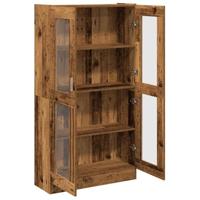Hoge kast 82,5x30,5x150 cm bewerkt hout oud houtkleurig - thumbnail