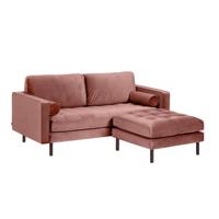 2-zitsbank Debra roze velvet met voetenbank 182 cm - thumbnail