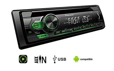 Pioneer DEH-S110UBG | 1DIN RDS-autoradio met groene toetsverlichting | Display wit | Android ondersteuning | 5-band equalizer | CD | MP3 | USB | AUX-ingang | ARC-app