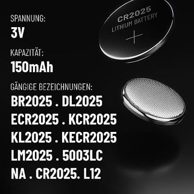 ABSINA 5x CR2025 3V Lithium batterij - CR 2025 batterijen lekvrij en duurzaam - CR2025 3V batterij voor autosleutels of weegschalen - CR2025 batterijen, CR 2025 batterijen voor autosleutel, CR2025