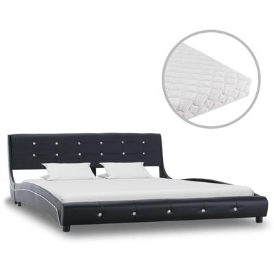 vidaXL Bed met matras kunstleer zwart 160x200 cm vidaXL Bed met matras kunstleer zwart 160x200 cm