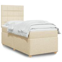 Boxspring met matras stof crèmekleurig 90x190 cm - thumbnail