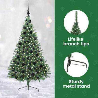 VidaXL Kunstmatig voorverlicht kerstboom met 300 led groen 180 cm pvc