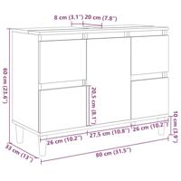 Wastafelkast 80x33x60 cm bewerkt hout sonoma eikenkleurig - thumbnail
