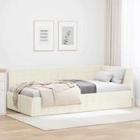 Hoekbedframe met hoofdeinde Crme 90 x 190 cm Fluweel - thumbnail