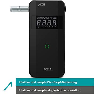 ACE A Alcoholtester Zwart 0 tot 4 ‰ Weergave van verschillende eenheden, Alarm, Incl. display, Countdown-functie