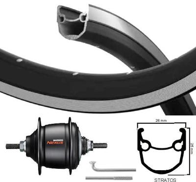 Kgs achterwiel 28 inch stratos zwart/zilver nexus 8 rollerbrake