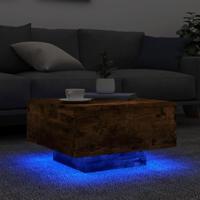 Salontafel met LED-verlichting 55x55x31 cm gerookt eikenkleurig - thumbnail