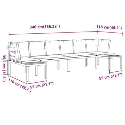 4-delige Loungeset met kussens gepoedercoat staal zwart