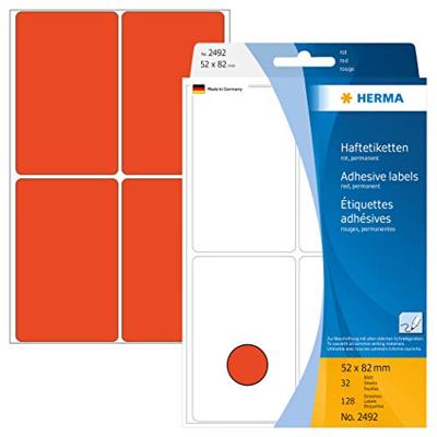 Etiket HERMA 2492 52x82mm rood 128 stuks