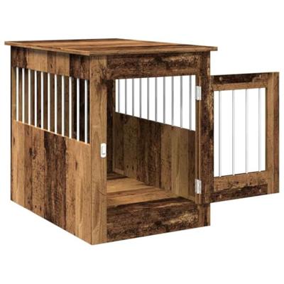 Hondenbench 55x80x68 cm bewerkt hout oud houtkleurig