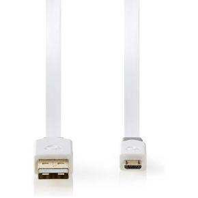 USB 2.0-kabel plat | A male - Micro-B male | 1,0 m | Wit USB 2.0-kabel plat | A male - Micro-B male | 1,0 m | Wit