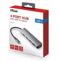 Trust Halyx Usb-C Naar 4-Poorts Usb-A 3.2 Gen1-Hub, Grijs - thumbnail