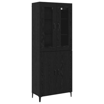 Hoge kast 2 pcs Zwart Eiken Bewerkt hout