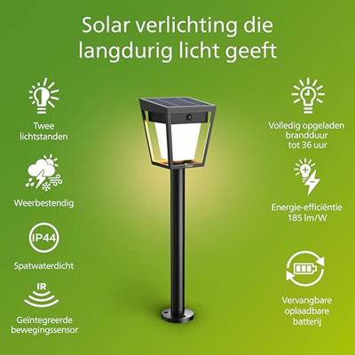 Philips LED 929004632001 Nissa Staande lamp op zonne-energie LED LED vast ingebouwd 1.8 W Zwart Philips LED 929004632001 Nissa Staande lamp op zonne-energie LED LED vast ingebouwd 1.8 W Zwart