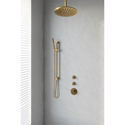 Regendoucheset Inbouw Brauer Gold Edition Thermostatisch 30 cm met Plafondarm, Glijstang en Handdouche Staaf Losse Stopkranen Geborsteld Goud Brauer Regendoucheset Inbouw Brauer Gold Edition Thermostatisch 30 cm met Plafondarm, Glijstang en Handdouche Staaf Losse Stopkranen Geborsteld Goud Brauer