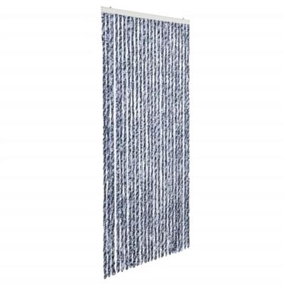 VidaXL Vliegengordijn 100x220 cm chenille blauw, wit en zilver VidaXL Vliegengordijn 100x220 cm chenille blauw, wit en zilver