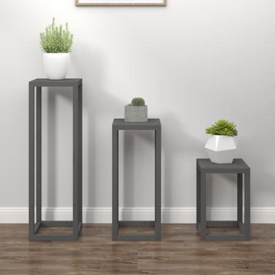 VidaXL 3-delige plantenstandaardset massief grenenhout grijs