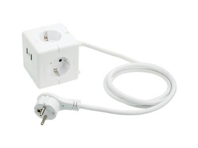 TRONIC Kubus-stekkerdoos met USB-aansluitingen (Wit)
