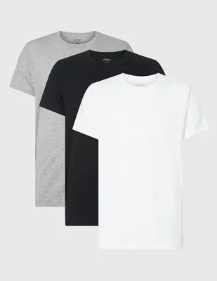 Calvin Klein 3-pack heren T-shirts - Crew neck - 100% katoenen heren ondershirts met ronde hals en korte mouw - S - Wit - S - S - S - S - S -