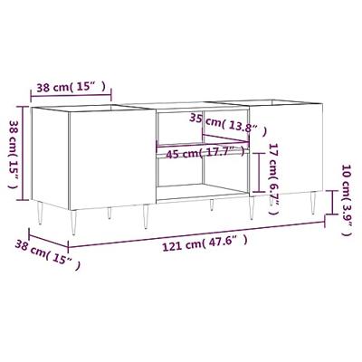 Platenkast 121x38x48 cm bewerkt hout wit - thumbnail
