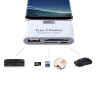 TF + SD Card + USB-poort van de Adapter van USB-C / Type-C kaart lezer Connection Kit met LED Indicator Light(White) - thumbnail